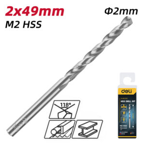 DELI σετ τρυπάνια DL16020G για μέταλλο, M2 HSS, 2x49mm, 20τμχ | Εργαλεία | elabstore.gr