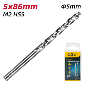 DELI σετ τρυπάνια DL16050G για μέταλλο, M2 HSS, 5x86mm, 10τμχ | Εργαλεία | elabstore.gr
