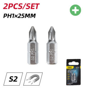 DELI σετ μύτες κατσαβιδιού DL251001, μαγνητικές, PH1x25mm, 2τμχ | Εργαλεία | elabstore.gr
