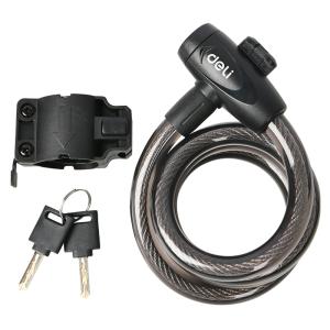 DELI κλειδαριά ποδηλάτου με κλειδί DL508062, Φ12mm, 1m, μαύρη | Gadgets - Αξεσουάρ | elabstore.gr