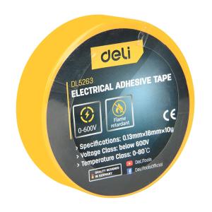 DELI μονωτική ταινία υψηλής αντοχής DL5263, 18mm x 9.15m, κίτρινη | Εργαλεία | elabstore.gr