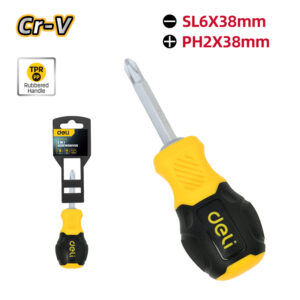 DELI κατσαβίδι DL632101 με διπλή κεφαλή, μαγνητικό, 6mm/PH2x38mm | Εργαλεία | elabstore.gr