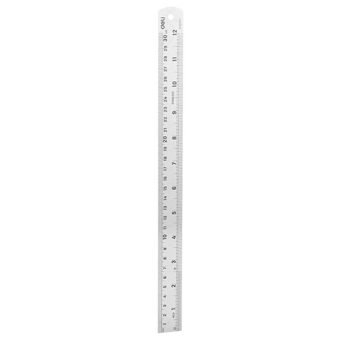 DELI μεταλλικός χάρακας DL8030Y, ανοξείδωτο ατσάλι, 12"/30cm, ασημί | eLabstore.gr DELI μεταλλικός χάρακας DL8030Y, ανοξείδωτο ατσάλι, 12"/30cm, ασημί | Αναλώσιμα - Είδη Γραφείου | elabstore.gr