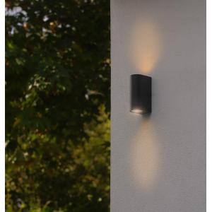 POWERTECH φωτιστικό τοίχου HLL-0188 για 2x GU10 λάμπες, μεταλλικό, IP65, μαύρο | Φωτισμός | elabstore.gr