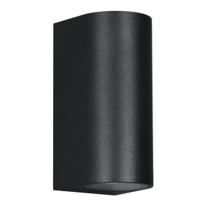 POWERTECH φωτιστικό τοίχου HLL-0188 για 2x GU10 λάμπες, μεταλλικό, IP65, μαύρο | Φωτισμός | elabstore.gr