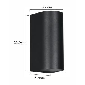 POWERTECH φωτιστικό τοίχου HLL-0188 για 2x GU10 λάμπες, μεταλλικό, IP65, μαύρο | Φωτισμός | elabstore.gr