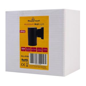 POWERTECH φωτιστικό τοίχου HLL-0189 για GU10 λάμπα, μεταλλικό, IP65, μαύρο | eLabstore.gr