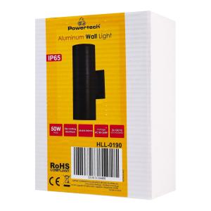 POWERTECH φωτιστικό τοίχου HLL-0190 για 2x GU10 λάμπες, μεταλλικό, IP65, μαύρο | eLabstore.gr