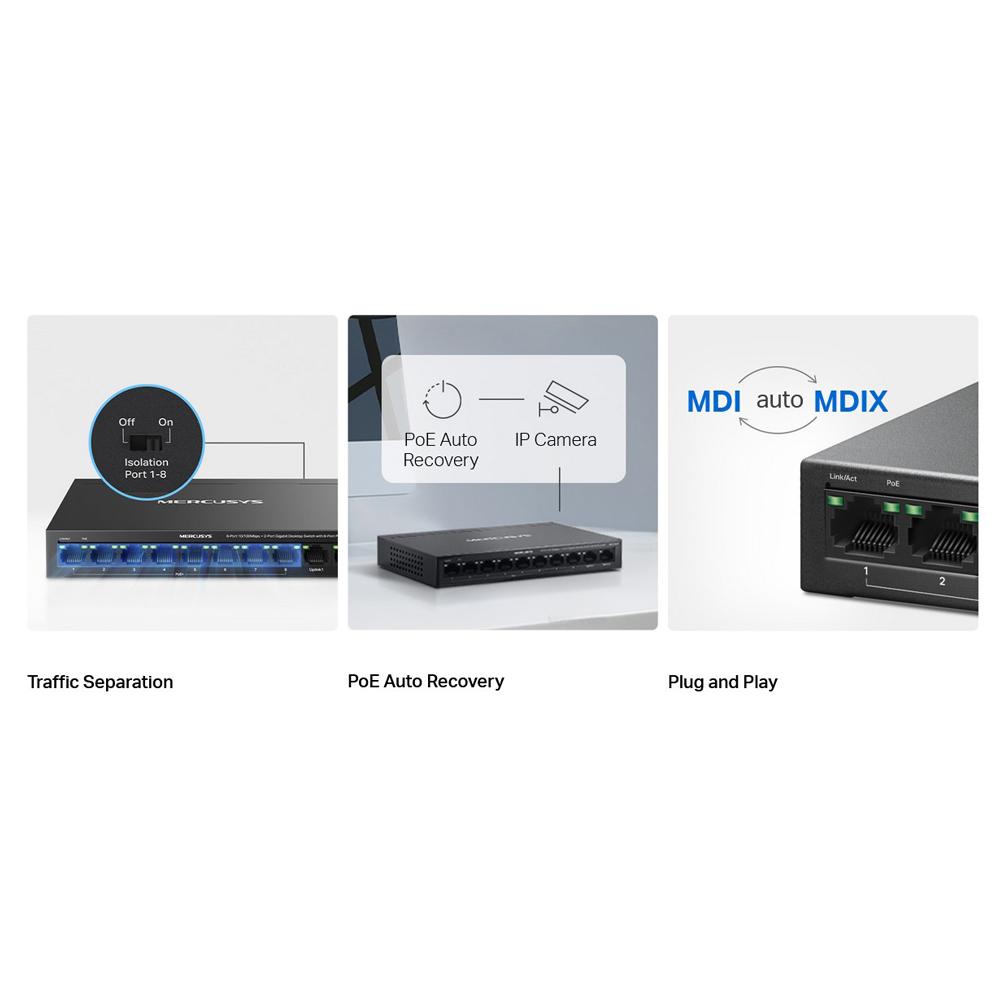 MERCUSYS Desktop Switch MS110CMP, 8x 10/100Mbps PoE+, 2x Gigabit, Ver. 1.0 | eLabstore.gr MERCUSYS Desktop Switch MS110CMP, 8x 10/100Mbps PoE+, 2x Gigabit, Ver. 1.0 | Δικτυακά | elabstore.gr