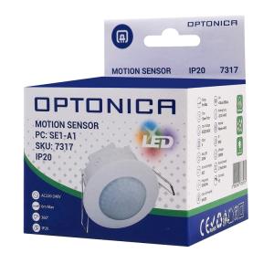 OPTONICA αισθητήρας κίνησης 7317, χωνευτός, 360°, 6m, IP20, λευκός | Φωτισμός | elabstore.gr