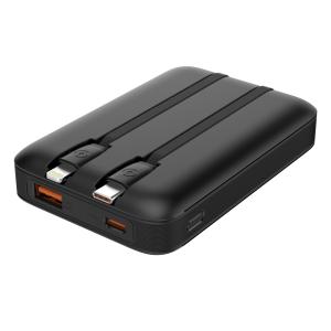 POWERTECH power bank με καλώδια και οθόνη PT-1417 10000mAh, 22.5W, μαύρο | Αξεσουάρ κινητών | elabstore.gr