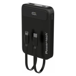 POWERTECH power bank με καλώδια και οθόνη PT-1417 10000mAh, 22.5W, μαύρο | Αξεσουάρ κινητών | elabstore.gr
