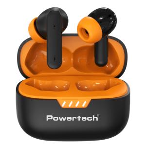 POWERTECH earphones με θήκη φόρτισης PT-1431, True Wireless, 40/400mAh, ANC & ENC, μαύρα | Αξεσουάρ κινητών | elabstore.gr