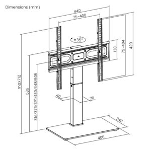 POWERTECH επιτραπέζια βάση τηλεόρασης PT-1445, 32-65", έως 40kg | Εικόνα & Ήχος | elabstore.gr