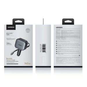 Φορτιστής Αυτοκινήτου 145W UGREEN EC604 55910B 3 Θέσεων,με καλώδιο USB-C 60W Γκρί | Φόρτιση | elabstore.gr