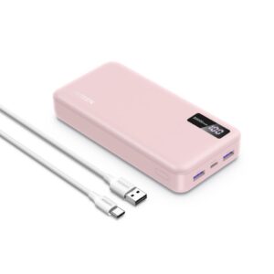 Power Bank 20000mAh PD 20W UGREEN PB312 65589B 3 Θέσεων, με καλώδιο USB-C 60W Ροζ | Φόρτιση | elabstore.gr