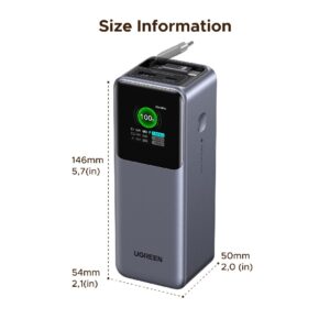 Power Bank 20000mAh PD 165W UGREEN PB726 55987B 2 Θέσεων, με καλώδιo USB-C 240W Γκρι | Φόρτιση | elabstore.gr