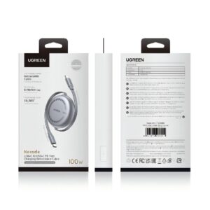 Καλώδιο Φόρτισης UGREEN L531 65905 USB-C σε USB-C PD 100W, Επαναφερόμενο 1m | Καλώδια | elabstore.gr