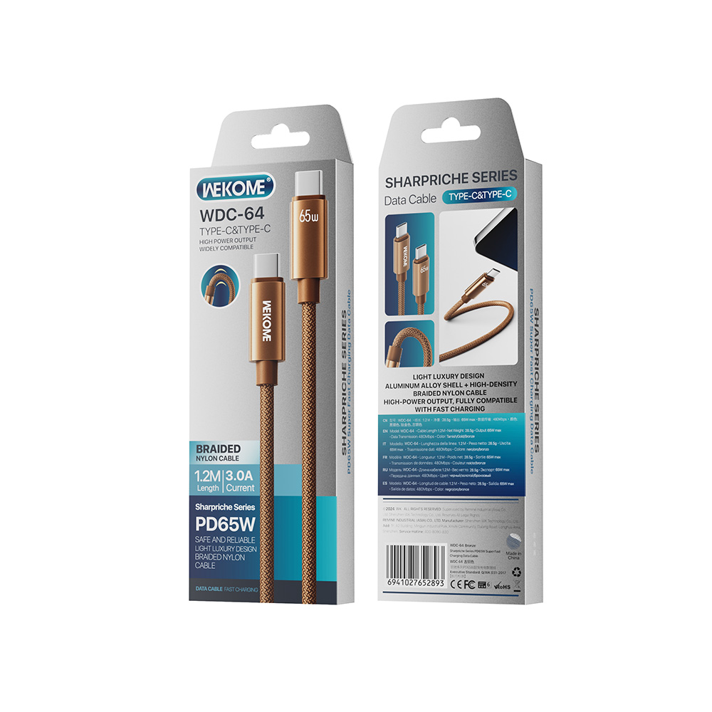 Καλώδιο Φόρτισης WK WDC-64 USB-C σε USB-C PD 65W 1.2m Καφέ | eLabstore.gr Καλώδιο Φόρτισης WK WDC-64 USB-C σε USB-C PD 65W 1.2m Καφέ | Καλώδια | elabstore.gr