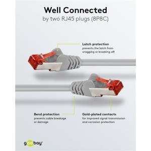 GOOBAY καλώδιο δικτύου 50891, CAT 6 S/FTP, copper, 250MHz, 10m, γκρι | Καλώδια - Αντάπτορες | elabstore.gr