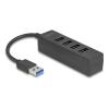 DELOCK USB hub 64350, 4x θυρών, USB 3.0, 5Gbps, USB σύνδεση, μαύρος | Συνοδευτικά PC | elabstore.gr