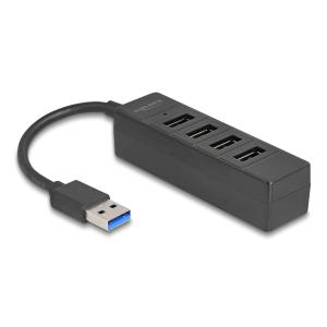 DELOCK USB hub 64350, 4x θυρών, USB 3.0, 5Gbps, USB σύνδεση, μαύρος | Συνοδευτικά PC | elabstore.gr