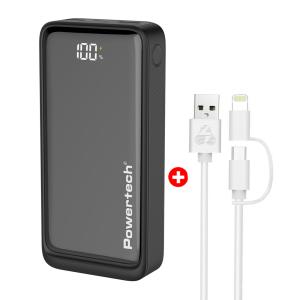POWERTECH power bank με οθόνη & καλώδιο USB σε Micro/Lightning BNDL-0196, 20000mAh | Αξεσουάρ κινητών | elabstore.gr