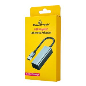 POWERTECH αντάπτορας δικτύου PT-1454, USB, 1000Mbps Ethernet, γκρι | Δικτυακά | elabstore.gr