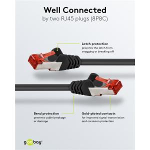 GOOBAY καλώδιο δικτύου 68695, CAT 6 S/FTP, copper, 250MHz, 15m, μαύρο | Καλώδια - Αντάπτορες | elabstore.gr