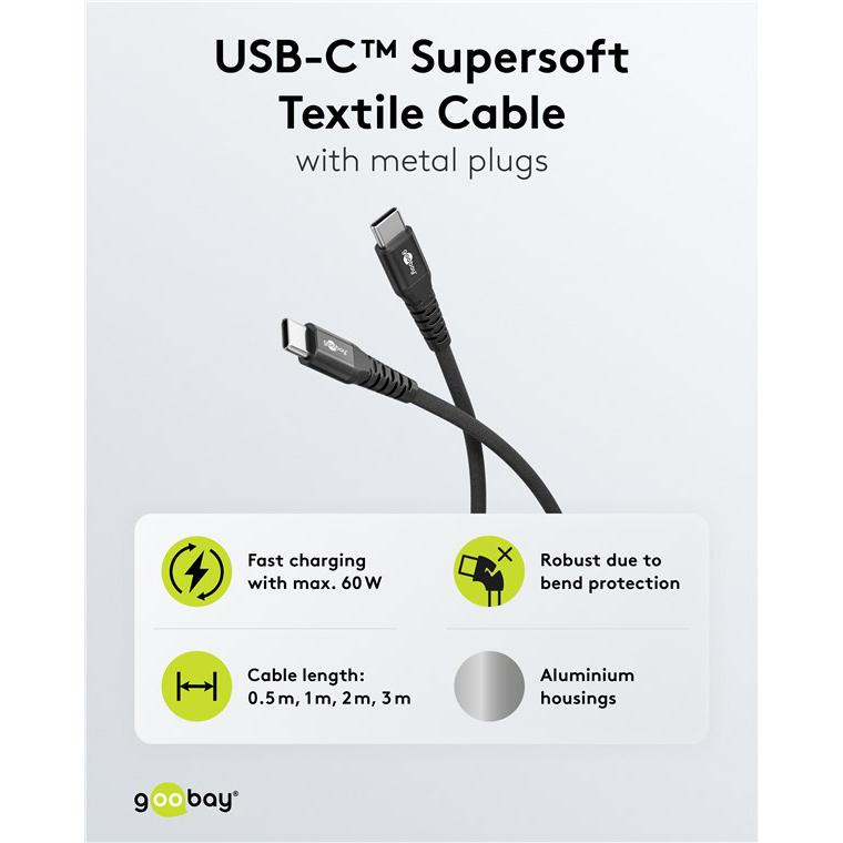 GOOBAY καλώδιο USB-C 73954, 60W, 480Mbps, 2m, μαύρο | eLabstore.gr GOOBAY καλώδιο USB-C 73954, 60W, 480Mbps, 2m, μαύρο | Καλώδια - Αντάπτορες | elabstore.gr