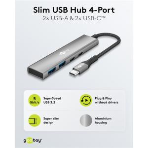 GOOBAY USB hub 76563, 4x θυρών, USB 3.2, 5Gbps, USB-C σύνδεση, γκρι | eLabstore.gr GOOBAY USB hub 76563, 4x θυρών, USB 3.2, 5Gbps, USB-C σύνδεση, γκρι | Συνοδευτικά PC | elabstore.gr