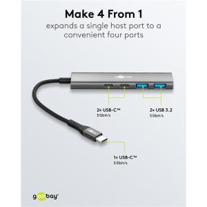 GOOBAY USB hub 76563, 4x θυρών, USB 3.2, 5Gbps, USB-C σύνδεση, γκρι | eLabstore.gr GOOBAY USB hub 76563, 4x θυρών, USB 3.2, 5Gbps, USB-C σύνδεση, γκρι | Συνοδευτικά PC | elabstore.gr