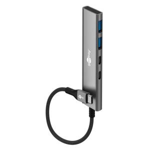 GOOBAY USB hub 76563, 4x θυρών, USB 3.2, 5Gbps, USB-C σύνδεση, γκρι | Συνοδευτικά PC | elabstore.gr
