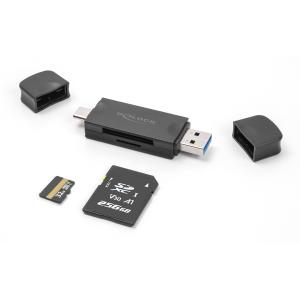 DELOCK card reader 91020 για SD & micro SD, USB/USB-C σύνδεση, 5Gbps, μαύρο | Συνοδευτικά PC | elabstore.gr
