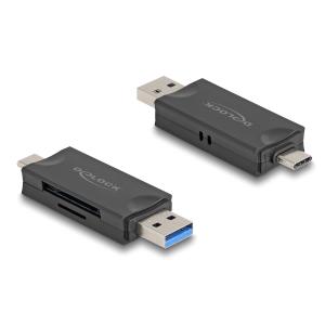 DELOCK card reader 91020 για SD & micro SD, USB/USB-C σύνδεση, 5Gbps, μαύρο | Συνοδευτικά PC | elabstore.gr