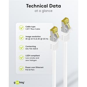 GOOBAY καλώδιο δικτύου 91093, CAT 7 S/FTP, copper, 500MHz, 2m, λευκό | eLabstore.gr
