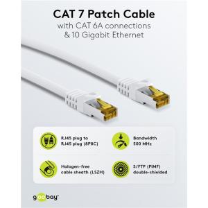 GOOBAY καλώδιο δικτύου 91095, CAT 7 S/FTP, copper, 500MHz, 5m, λευκό | Καλώδια - Αντάπτορες | elabstore.gr