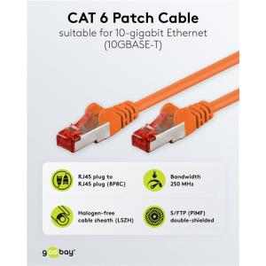 GOOBAY καλώδιο δικτύου 92457, CAT 6 S/FTP, copper, 250MHz, 0.15m, πορτοκαλί | Καλώδια - Αντάπτορες | elabstore.gr