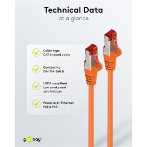 GOOBAY καλώδιο δικτύου 92457, CAT 6 S/FTP, copper, 250MHz, 0.15m, πορτοκαλί | eLabstore.gr