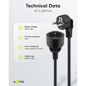 GOOBAY μπαλαντέζα προέκταση ρεύματος 93094, schuko, 3x 1.5mm², 5m, μαύρη | eLabstore.gr GOOBAY μπαλαντέζα προέκταση ρεύματος 93094, schuko, 3x 1.5mm², 5m, μαύρη | Τροφοδοσία Ρεύματος | elabstore.gr