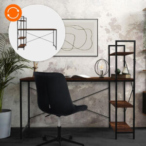 HOME USE γραφείο HUH-0249 με ραφιέρα, 120x60x122cm, καφέ/μαύρο | Αναλώσιμα - Είδη Γραφείου | elabstore.gr