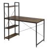 HOME USE γραφείο HUH-0249 με ραφιέρα, 120x60x122cm, καφέ/μαύρο | Αναλώσιμα - Είδη Γραφείου | elabstore.gr