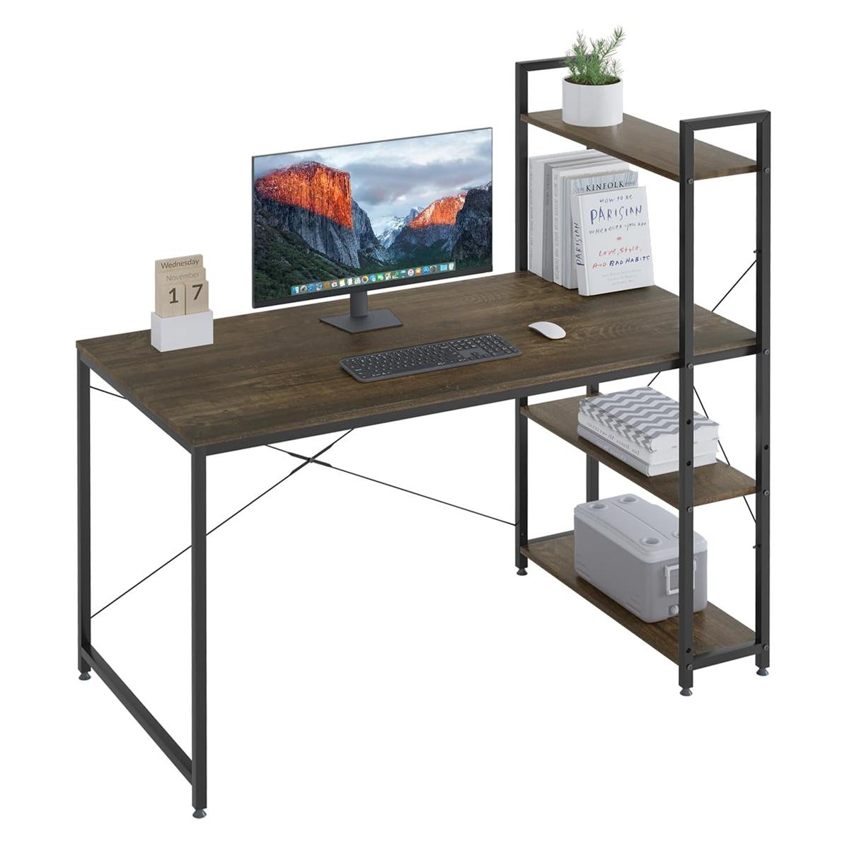 HOME USE γραφείο HUH-0249 με ραφιέρα, 120x60x122cm, καφέ/μαύρο | eLabstore.gr HOME USE γραφείο HUH-0249 με ραφιέρα, 120x60x122cm, καφέ/μαύρο - Image 6