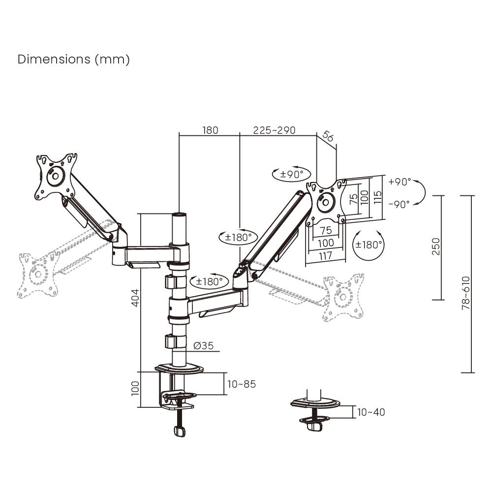 BRATECK βάση γραφείου για 2x οθόνες LDT97-C024PE, 17-32", έως 9kg | eLabstore.gr BRATECK βάση γραφείου για 2x οθόνες LDT97-C024PE, 17-32", έως 9kg - Image 6