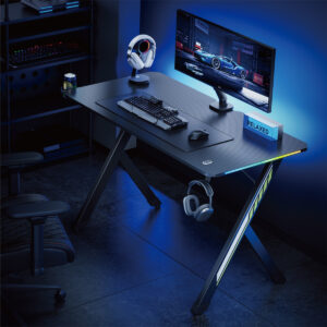 POWERTECH gaming γραφείο PT-1498 με RGB φωτισμό, 120x60x75cm, μαύρο | Αναλώσιμα - Είδη Γραφείου | elabstore.gr