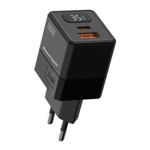 POWERTECH φορτιστής τοίχου PT-1499 με οθόνη, USB/USB-C, 35W, GaN, μαύρος | Αξεσουάρ κινητών | elabstore.gr