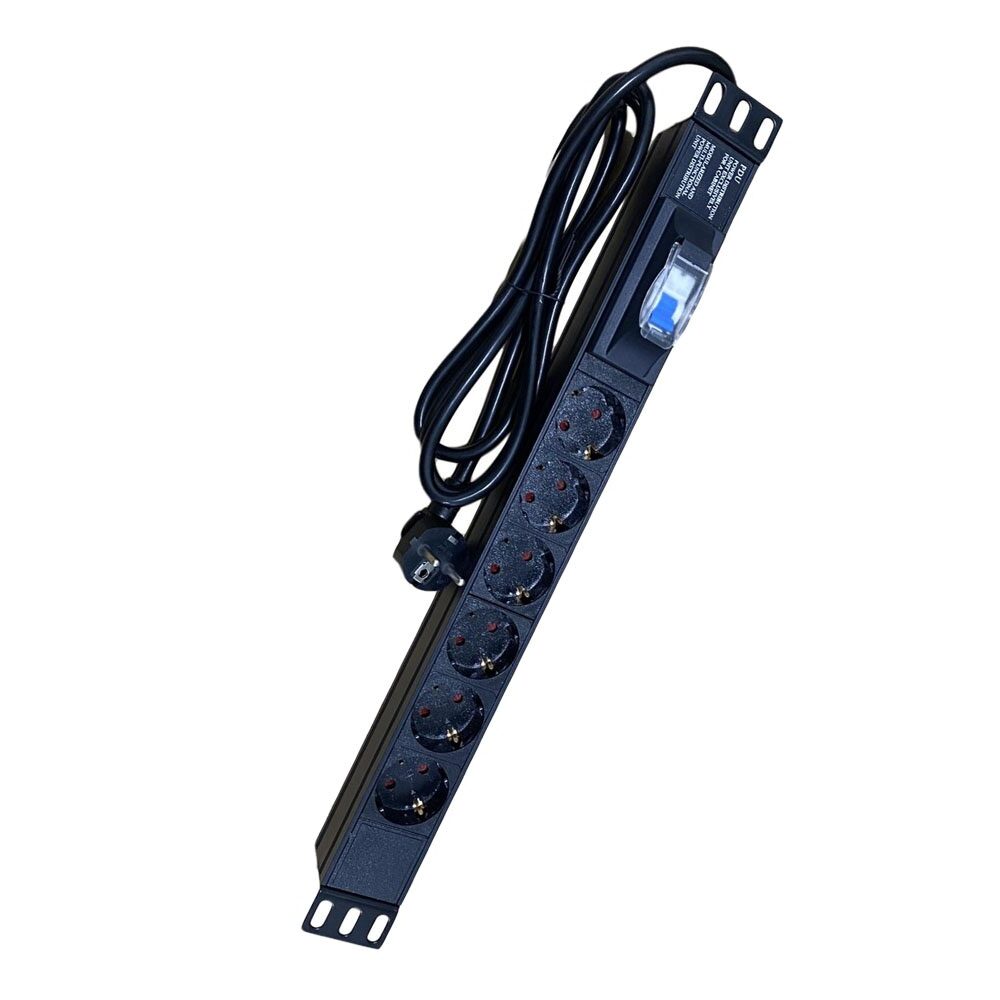 Πολύπριζο 6 Θέσεων 1U Power On PDU-CB-6 με Διακόπτη Κυκλώματος | Επαγγελματικός Εξοπλισμός | elabstore.gr