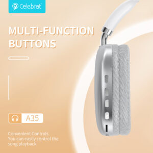 CELEBRAT headphones A35, ασύρματα & ενσύρματα, micro SD, 40mm, 200mAh, μαύρα | Αξεσουάρ κινητών | elabstore.gr