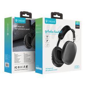 CELEBRAT headphones A35, ασύρματα & ενσύρματα, micro SD, 40mm, 200mAh, μαύρα | eLabstore.gr