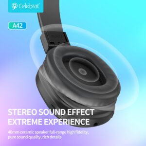 CELEBRAT headphones A42, ασύρματα & ενσύρματα, 40mm, 300mAh, μαύρα | Αξεσουάρ κινητών | elabstore.gr